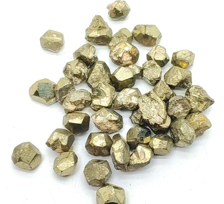 Golden pyrite cubes