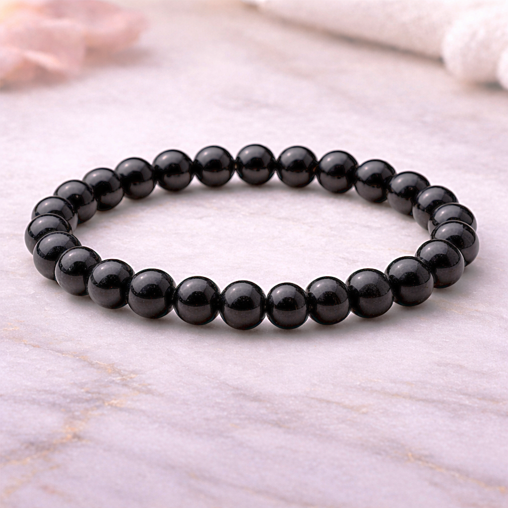 Black obsidian beaded bracelet quazi