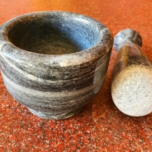 Mortar and Pestle Black Marble Handcrafted