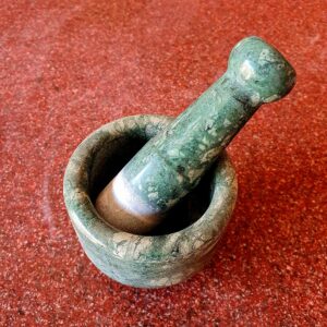 Mortar and Pestle Green Marble Handcrafted