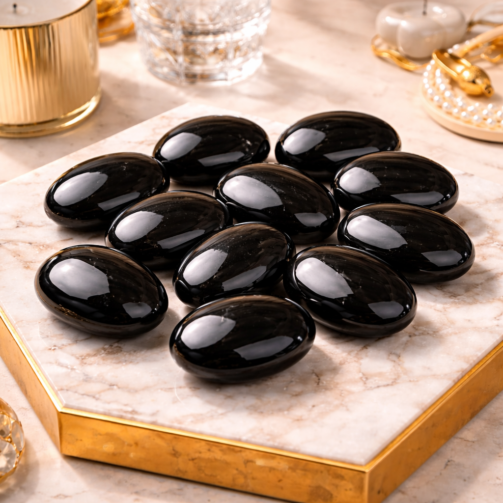 black tourmaline palm stones