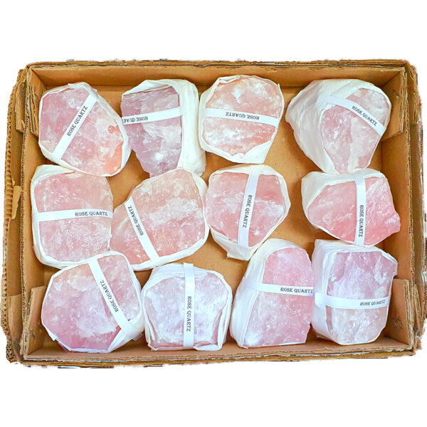 rose quartz crystal flat box