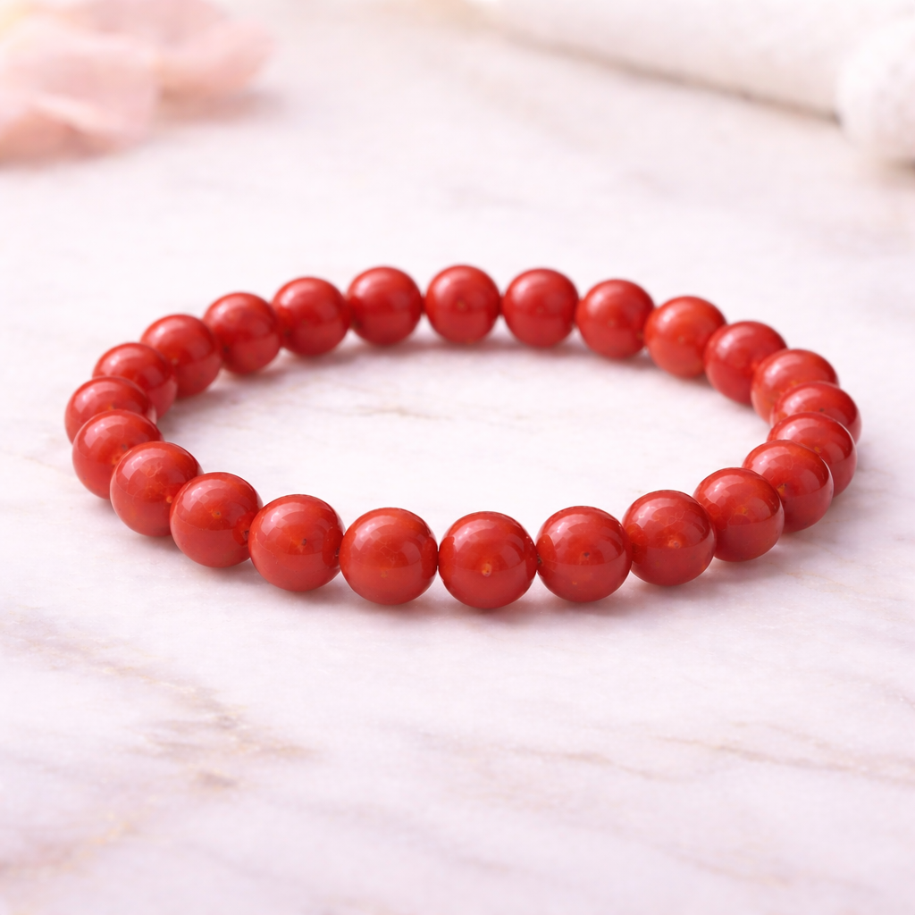 Red coral bracelet by quazi mineral