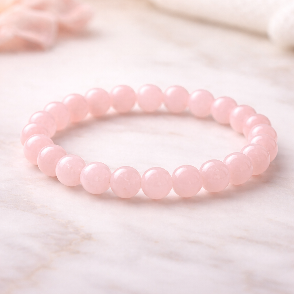 Rose quartz bead bracelet quazi