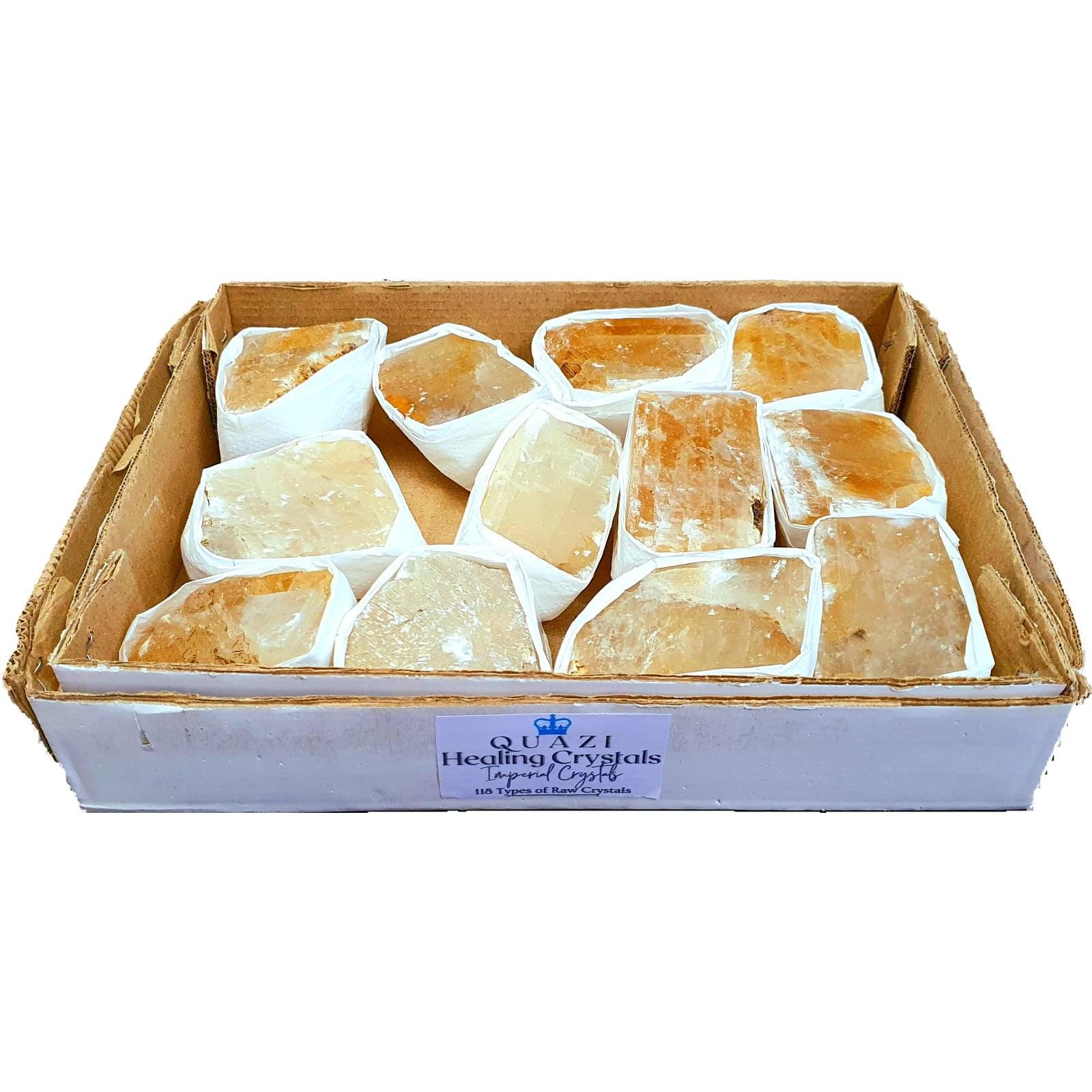 Golden Calcite Crystal flat box